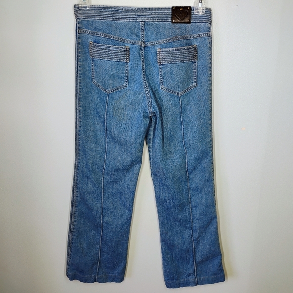 Escada Y2K Cropped Jeans Womens 38 US 6/8 Blue Pintuck Retro Medium Wash - Picture 6 of 16